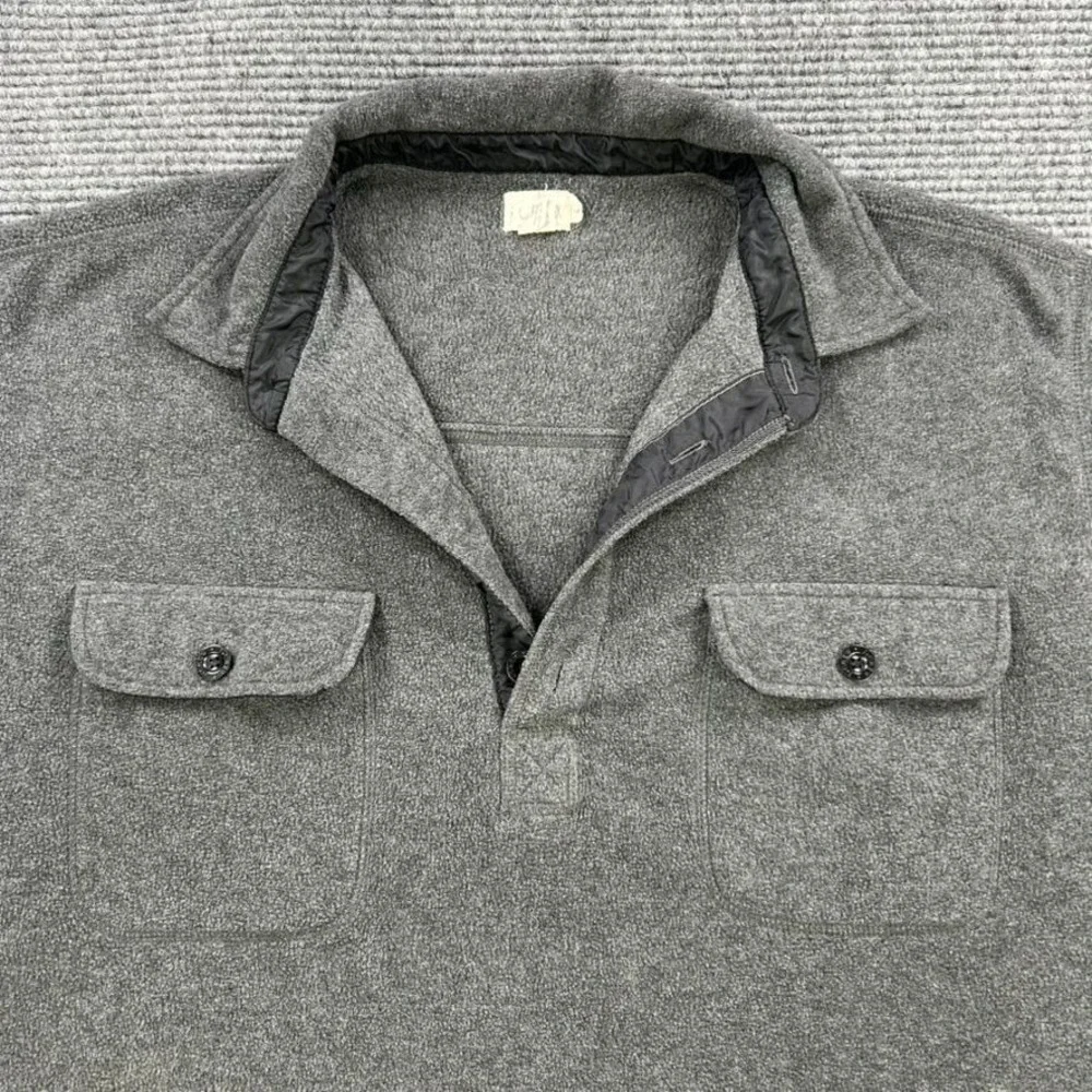 J Crew Oarman Shacket Shirt Jacket Men Medium Gray Pullover Four Button USA Made